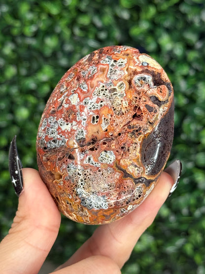 Red Marcasite palmstone Crystal carving N - Indonesia