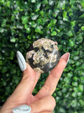 Snowflake Obsidian Flat Palmstone Crystal Carving - Pakistan