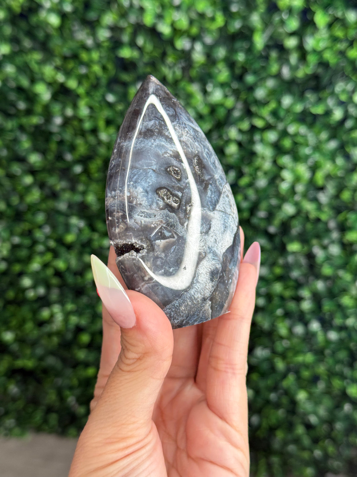 Blue Plume Agate Teardrop Crystal Carving - Indonesia B