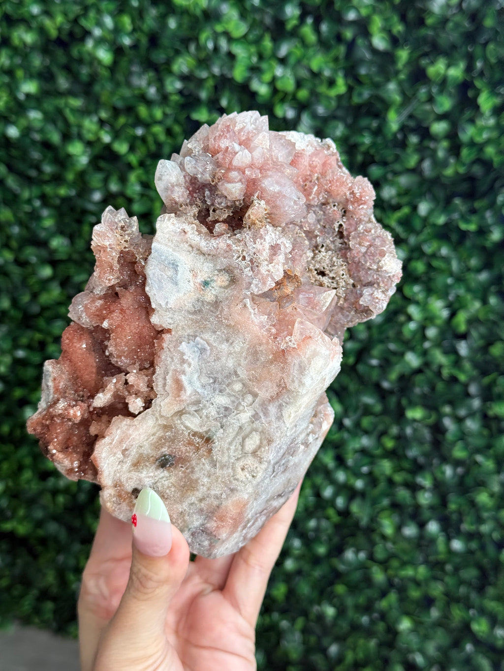 Pink Amethyst Druzy Half Polished Crystal Tower