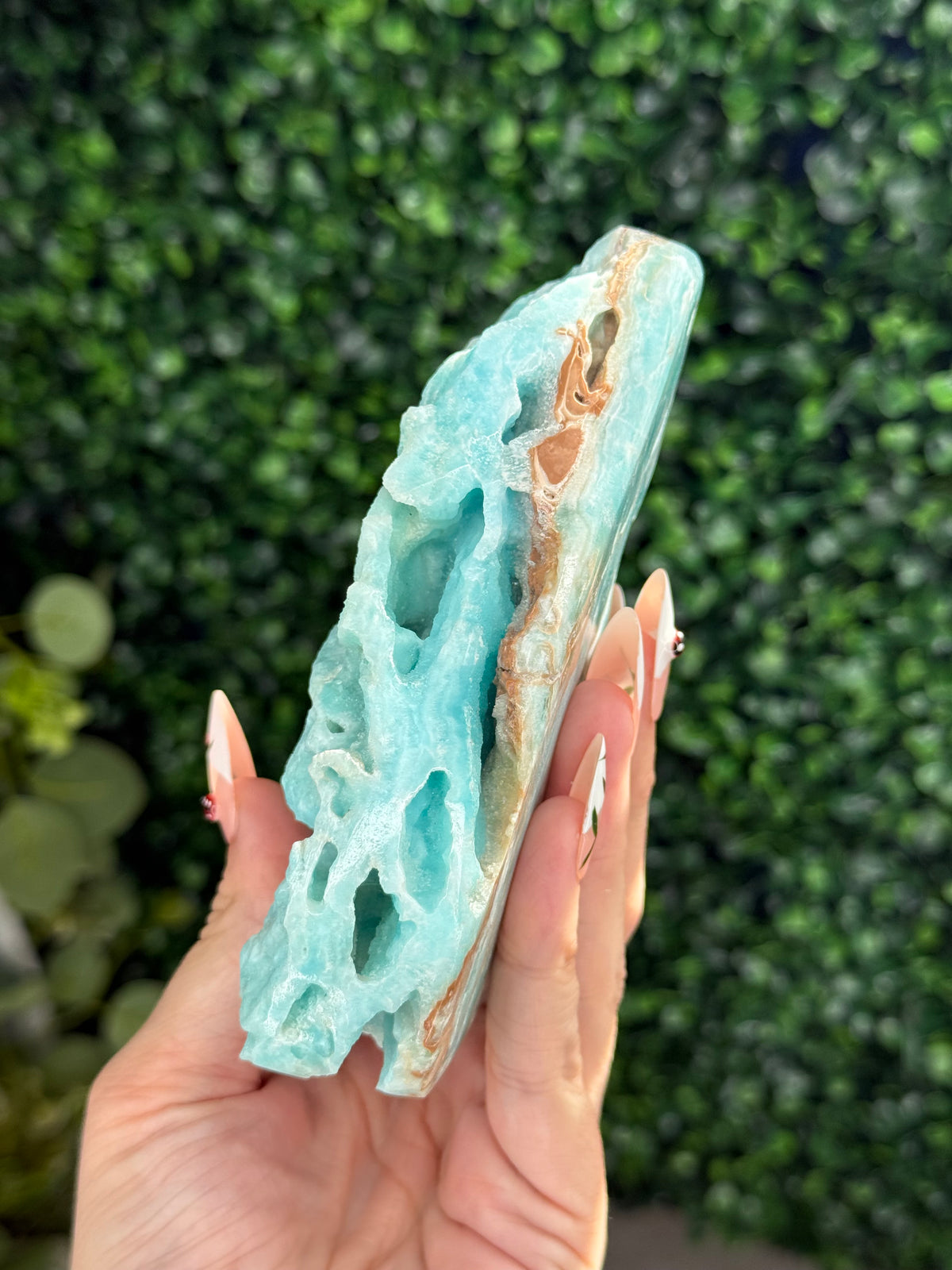 Half polish Blue Aragonite Freeform - B