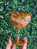 Colourful Moss Agate Heart Crystal Carving from Indonesia - A