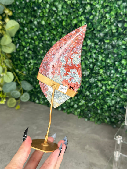 Red Marcasite Teardrop Freeform Crystal carving - Indonesia