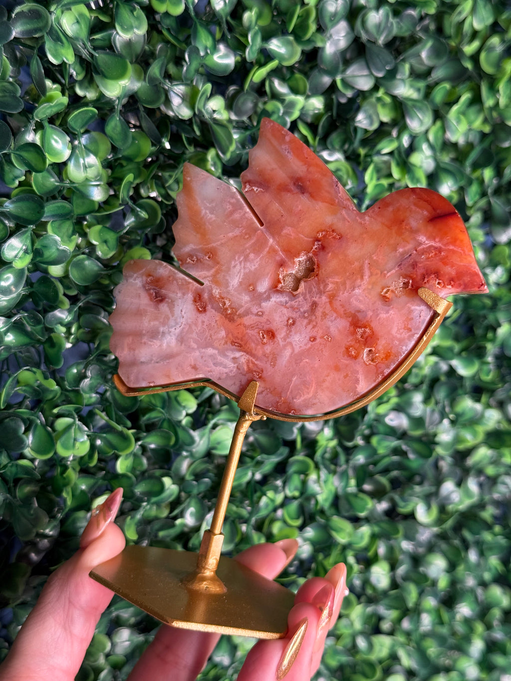 Pink Carnelian Bird Crystal Carving from Indonesia - A