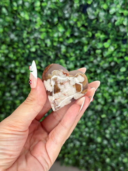 Flower Agate Hearts Crystal Carvings
