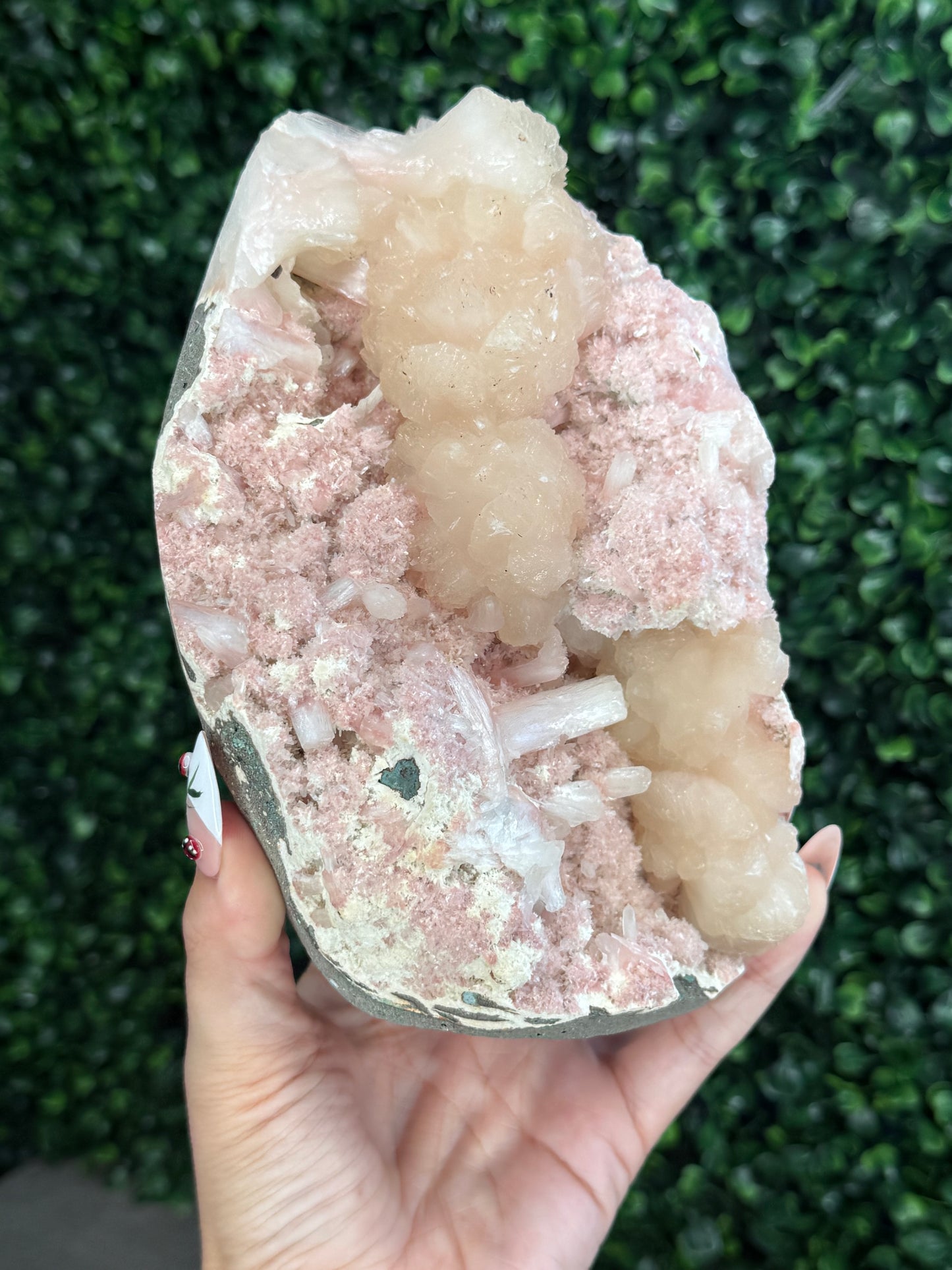 Pink Heulandite with Stilbite Crystal Geode - Maharashtra, India - 1.5kg