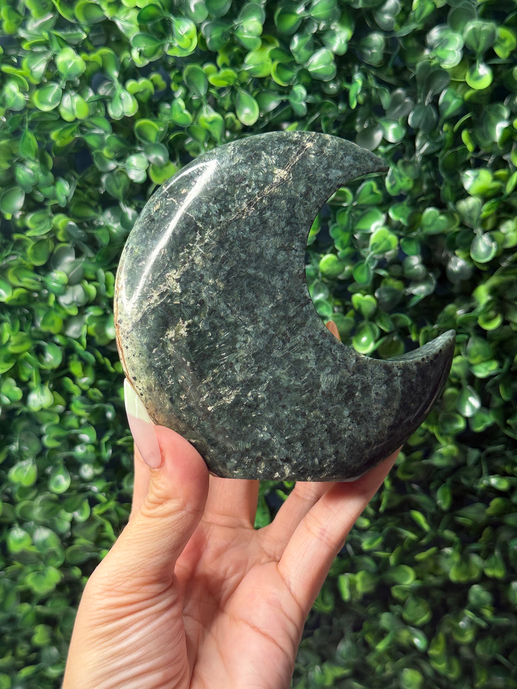 Nephrite Standing Moon Crystal Carving - Pakistan - B