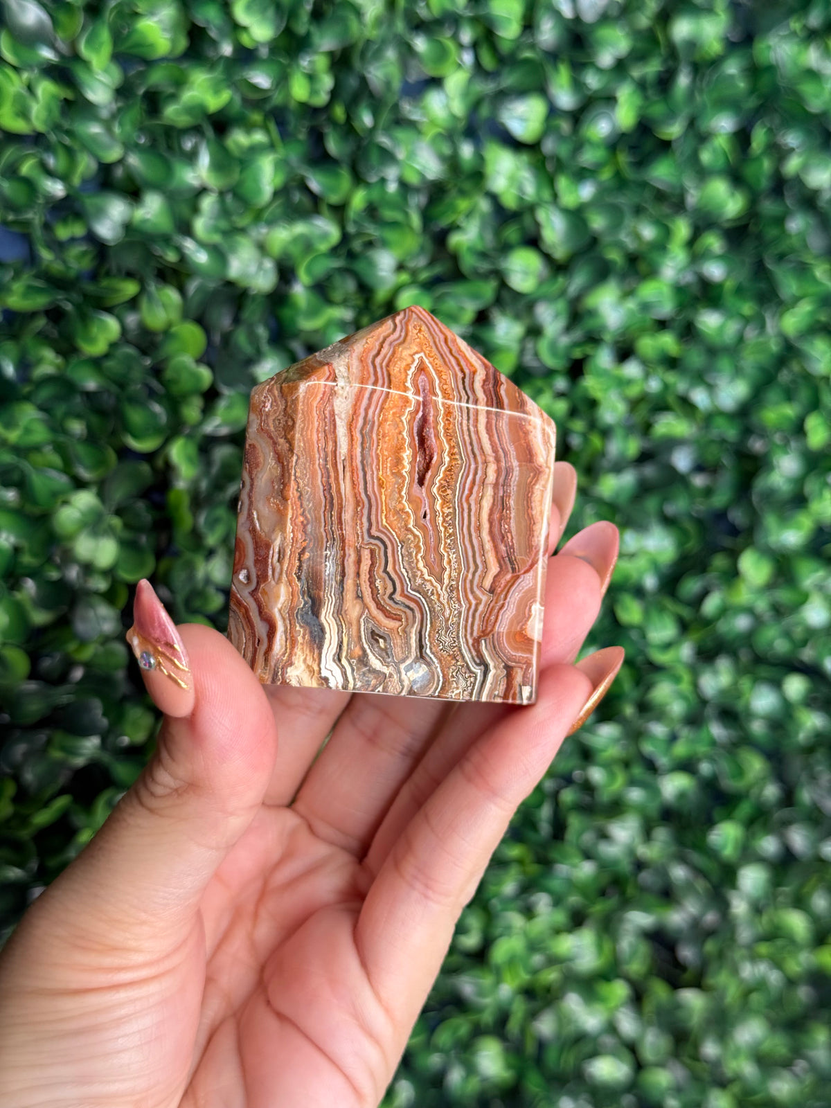 Pink Crazy Lace Agate Domino Tower from Indonesia B