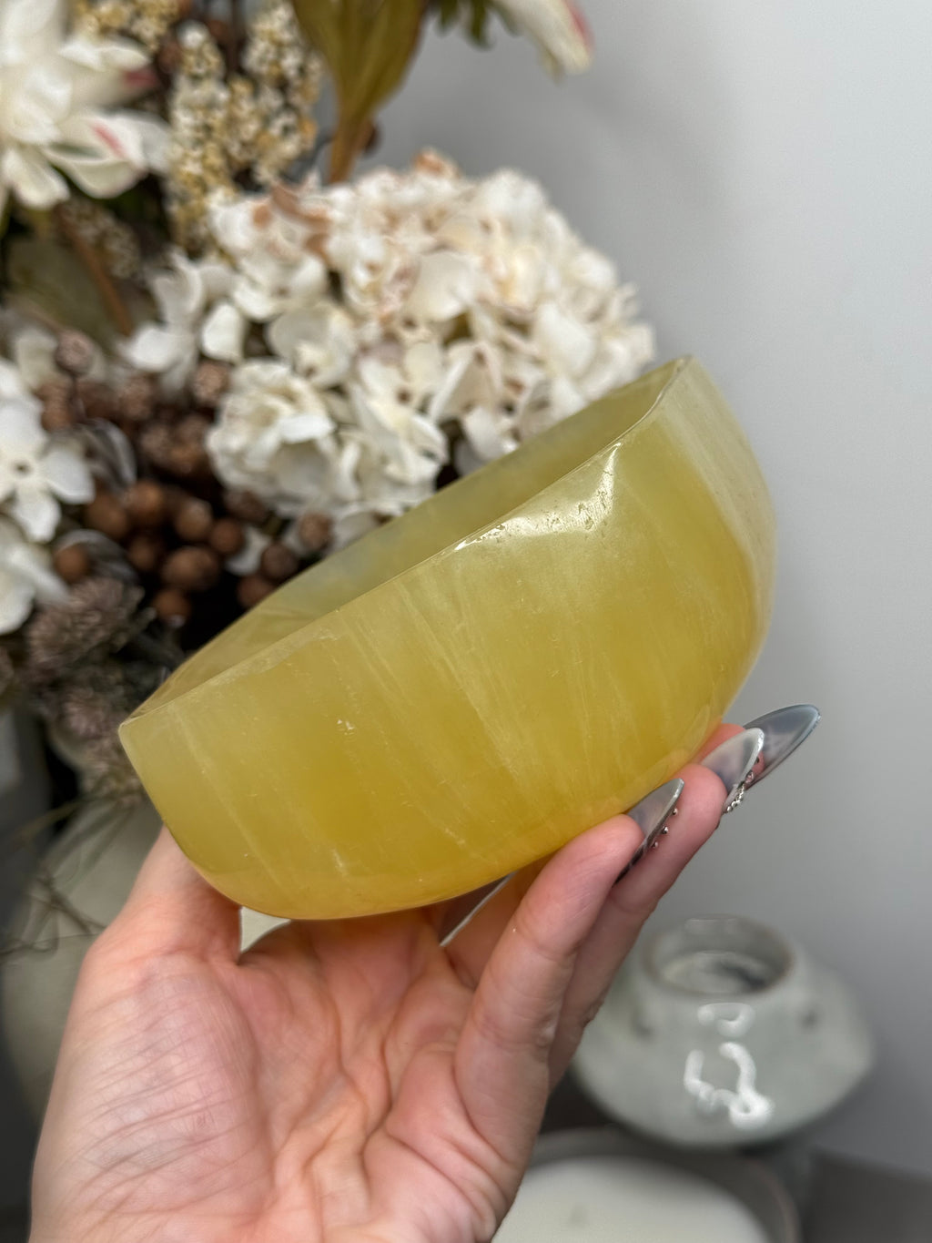 Lemon Calcite Large Bowl Crystal Carving A - Pakistan