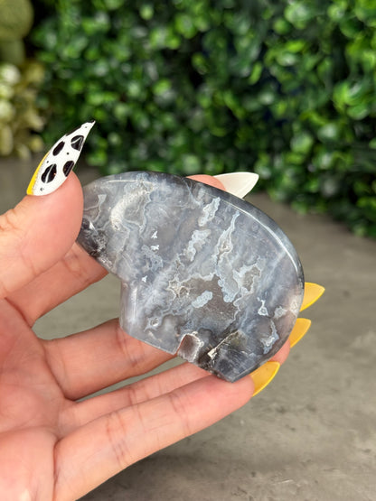 Blue Plume Agate Bear Crystal Carvings - Indonesia