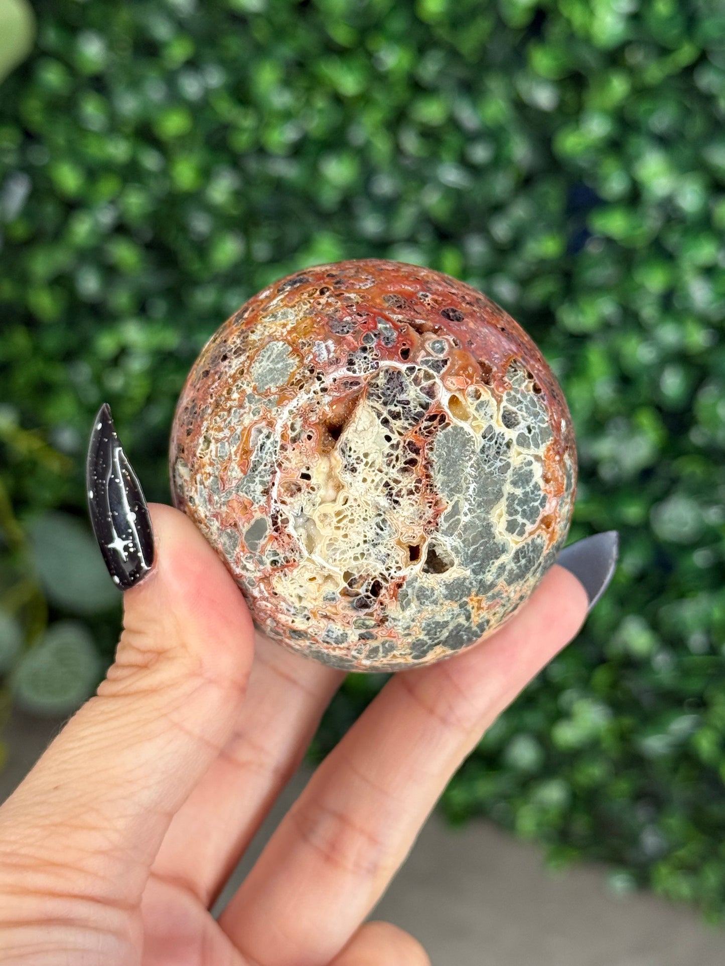 Red Marcasite Sphere Crystal carving O - Indonesia