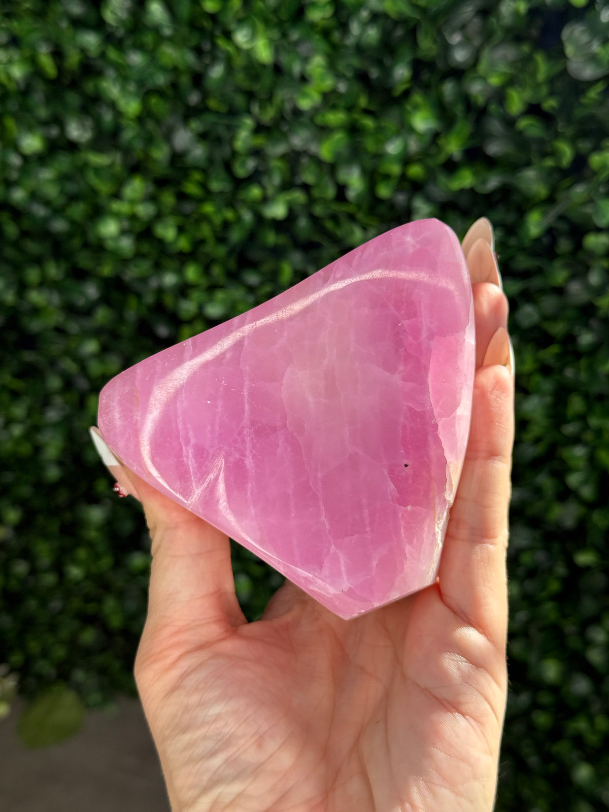 Large Pink Aragonite AAA with gold Stand from Afghanistan