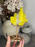 Sulphur Specimen with Custom Gold Stand - C