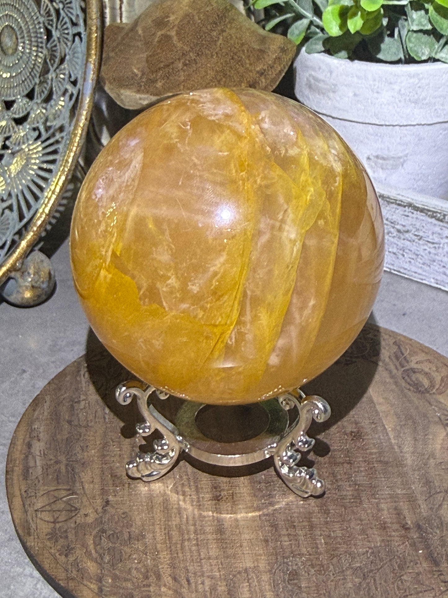 Starlight Golden Healer Quartz Crystal Sphere - Six Star Asterism - 309g