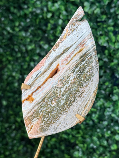 Pink Ocean Jasper teardrop Crystal carving from Indonesia A
