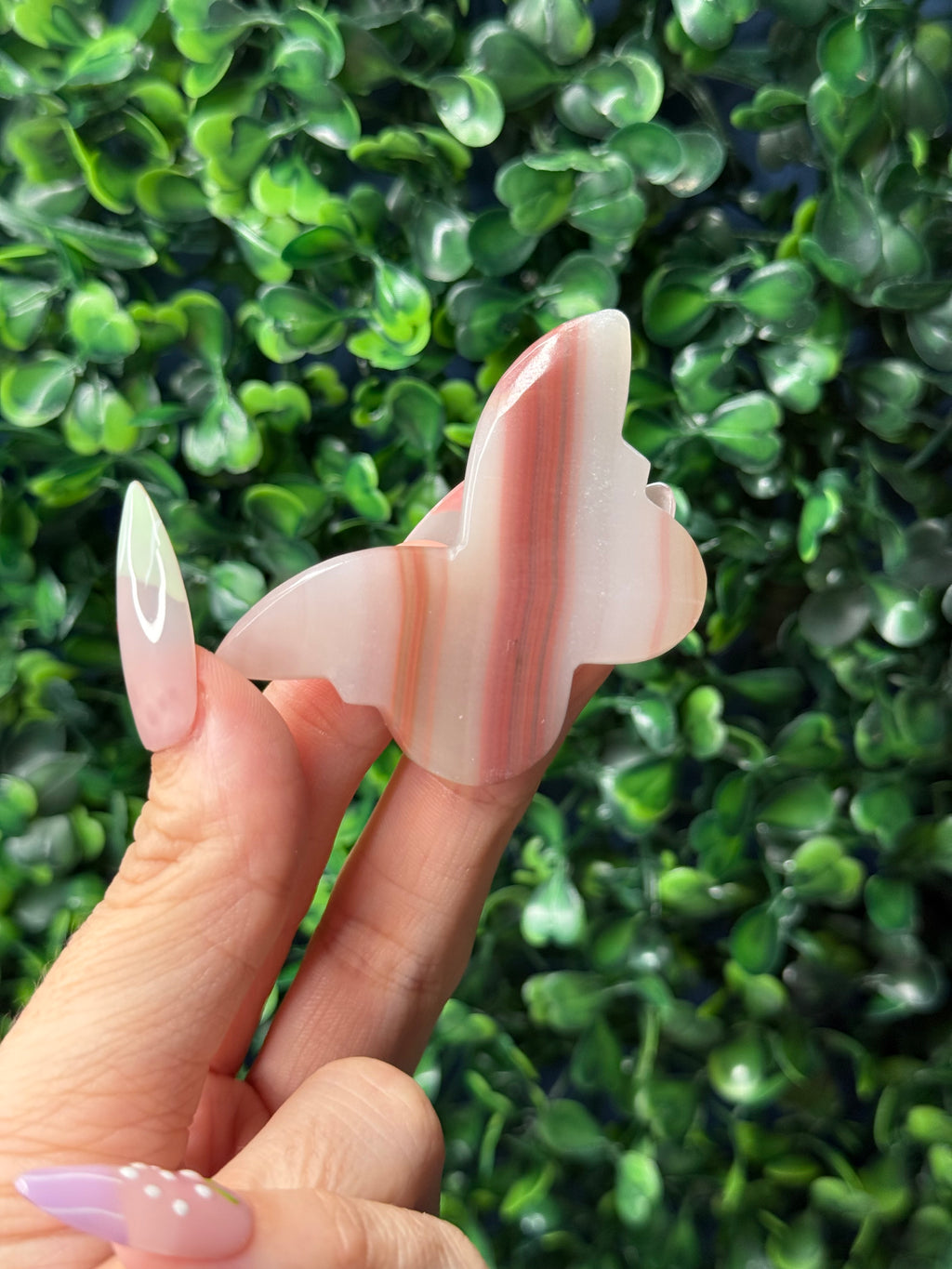Pink Banded Onyx Mini Butterfly Crystal Carvings - Pakistan
