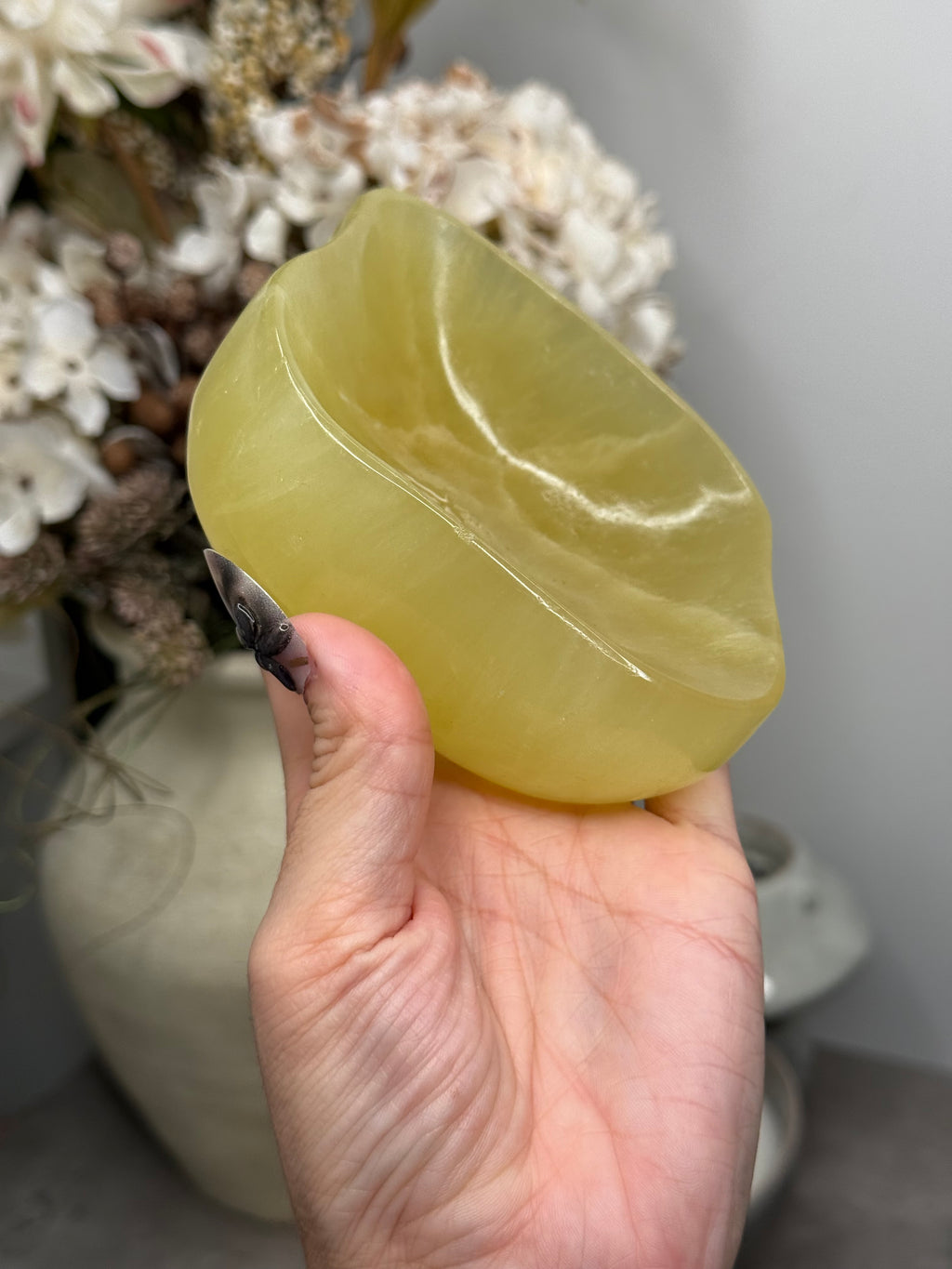 Lemon Calcite Large Bowl Crystal Carving C - Pakistan