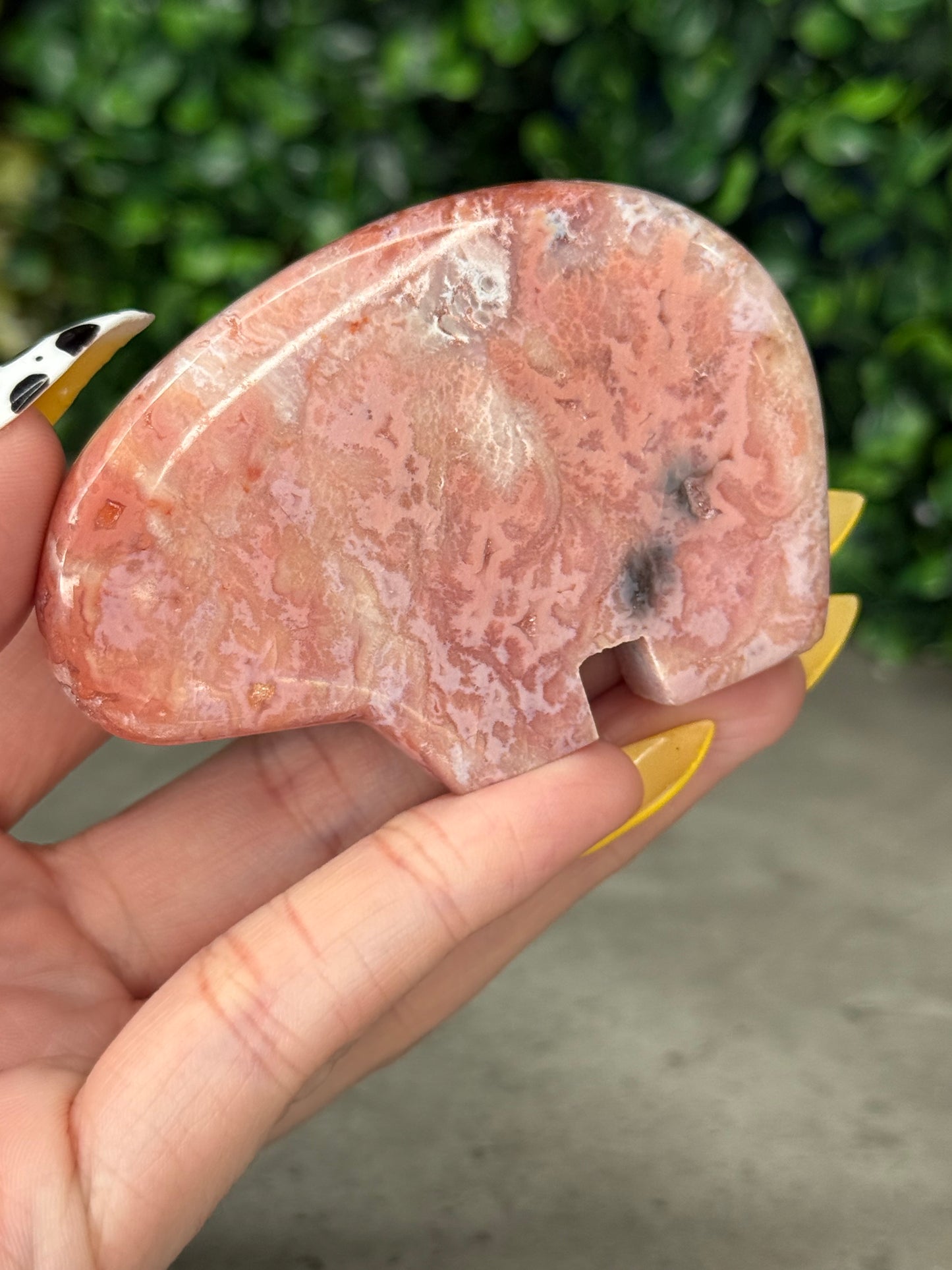Pink Carnelian Bear Crystal Carvings