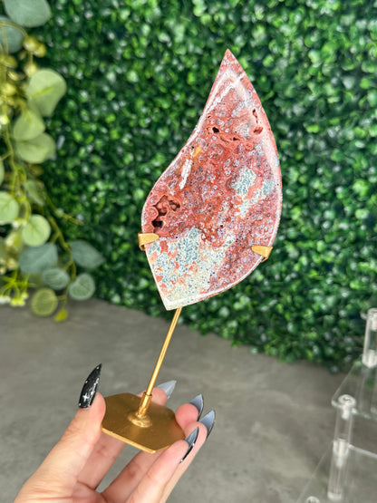 Red Marcasite Teardrop Freeform Crystal carving - Indonesia