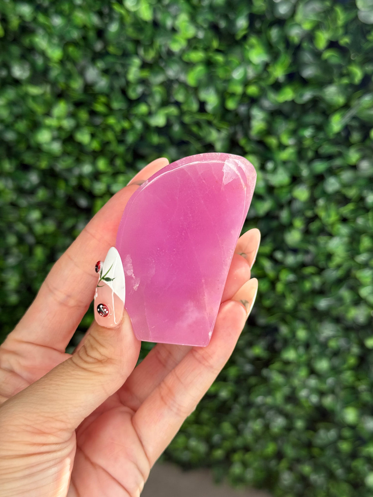 Pink Aragonite AAA with gold Stand from Afghanistan