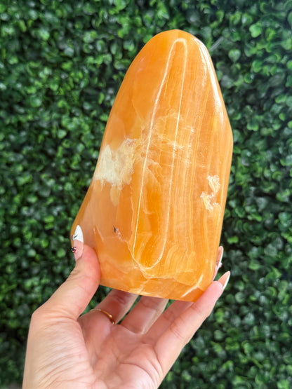 XL Orange Calcite Polished Freeform Crystal Carvings from India F 2kg