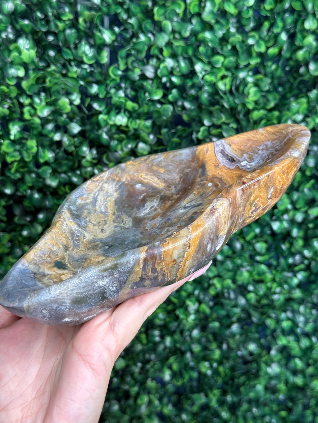 Moss agate & Ocean Jasper Bowl 604g Madagascar