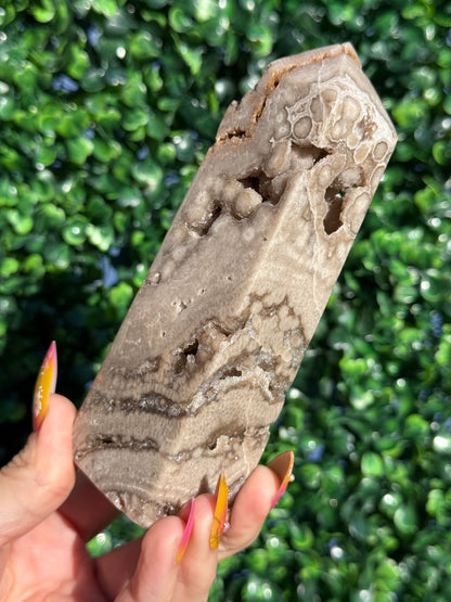 Chocolate Ocean Jasper Druzy Crystal Tower - Indonesia