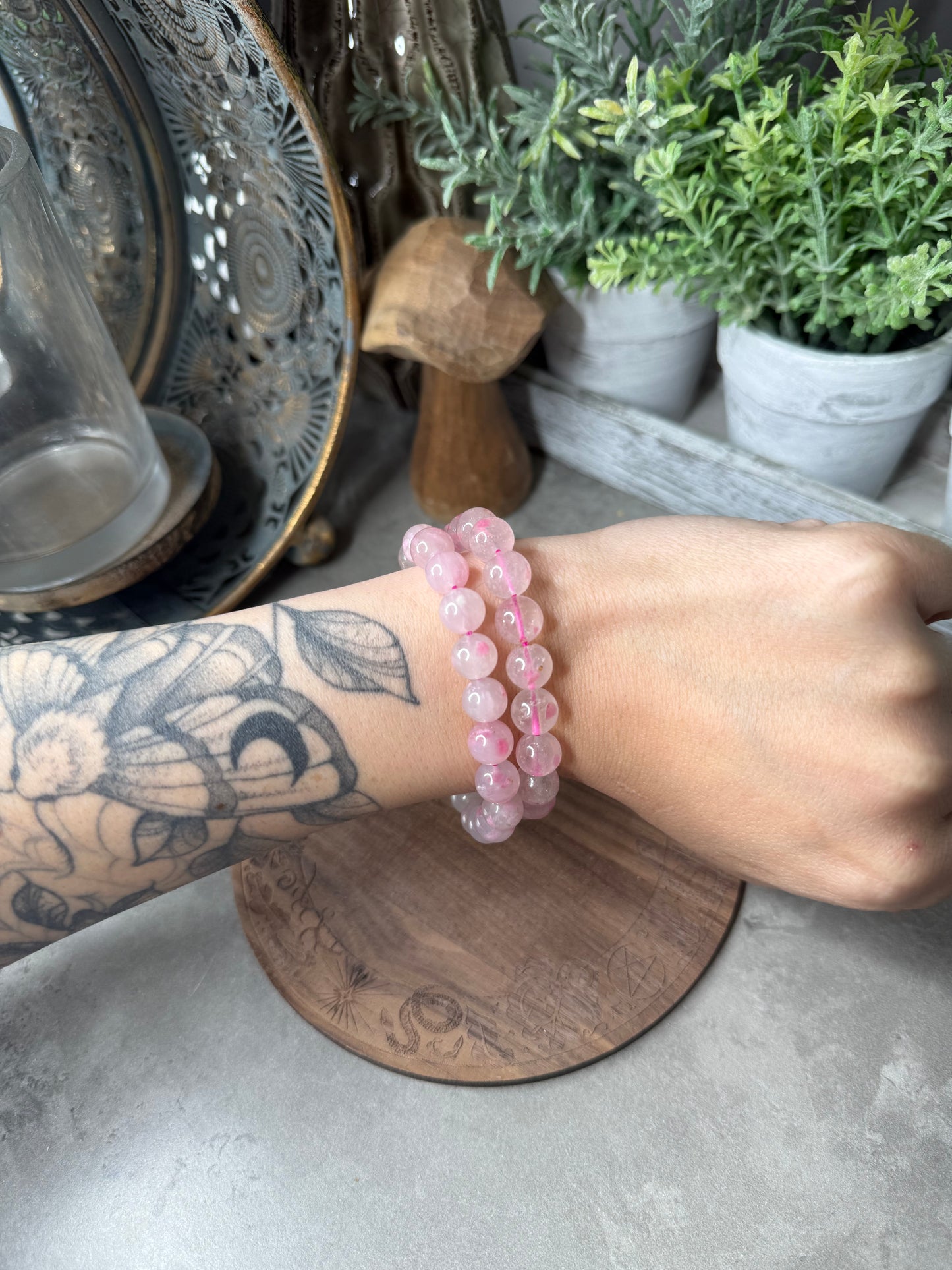 Sakura Rain Rhodonite Beaded Crystal Bracelet