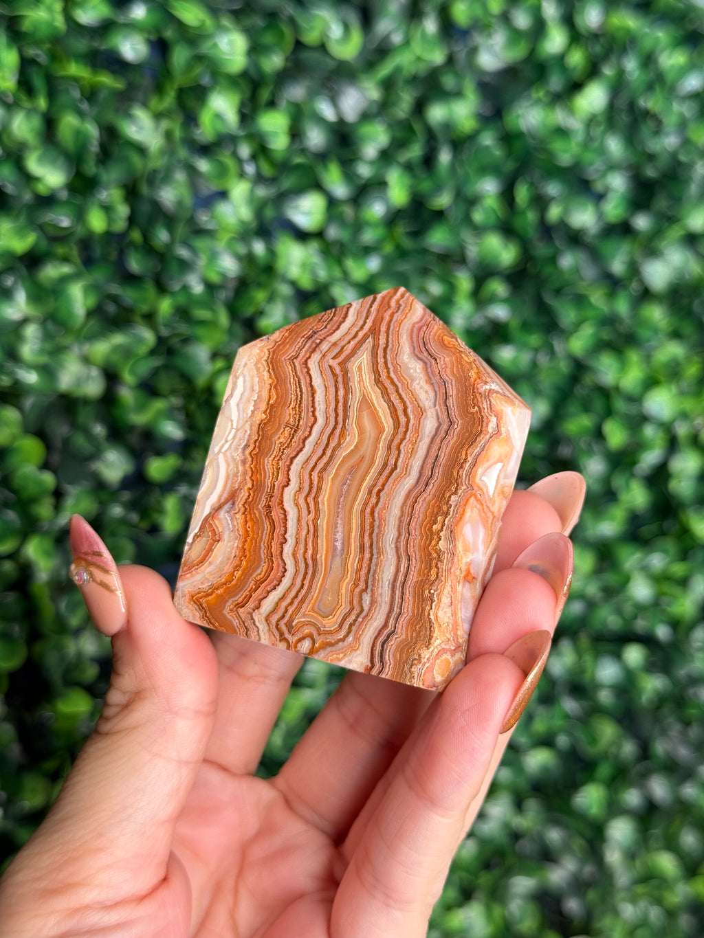 Pink Crazy Lace Agate Domino Tower from Indonesia A