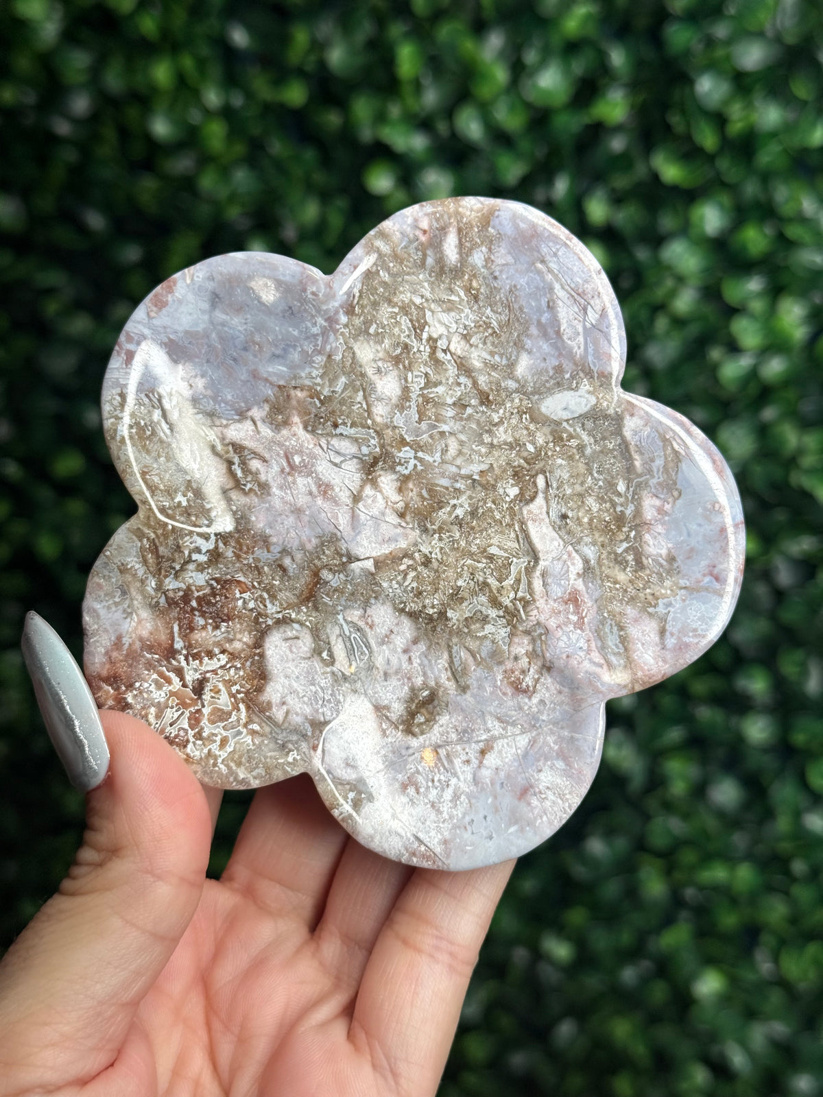 Pink & Purple Petrified Wood Bowl Trays Crystal Carvings - D