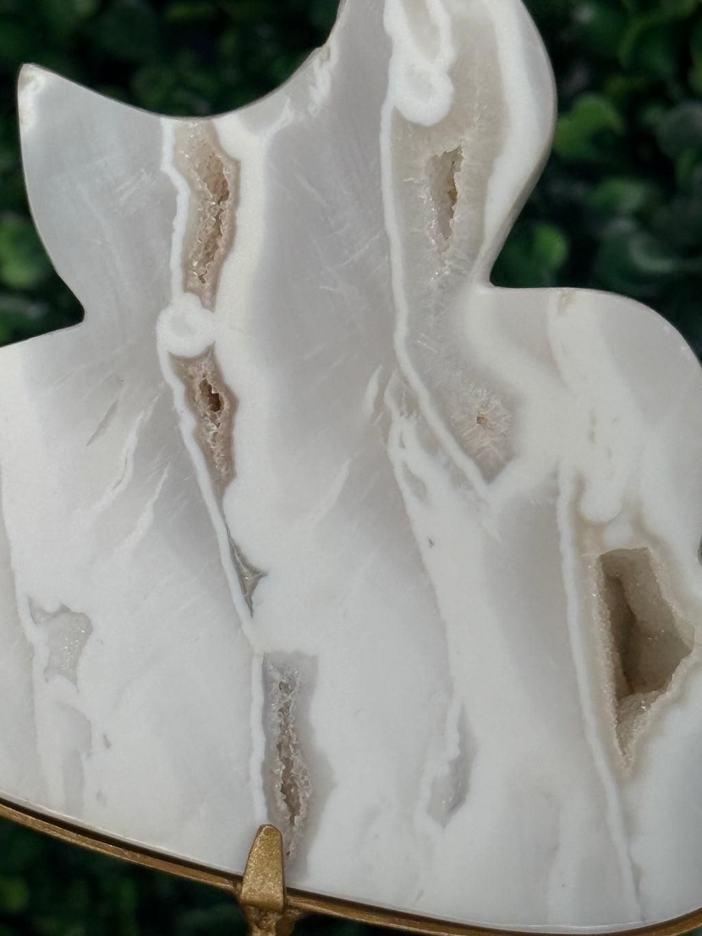 White Plume Agate Cloud & Moon Crystal Carving - A