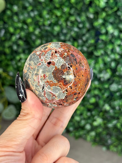 Red Marcasite Sphere Crystal carving O - Indonesia
