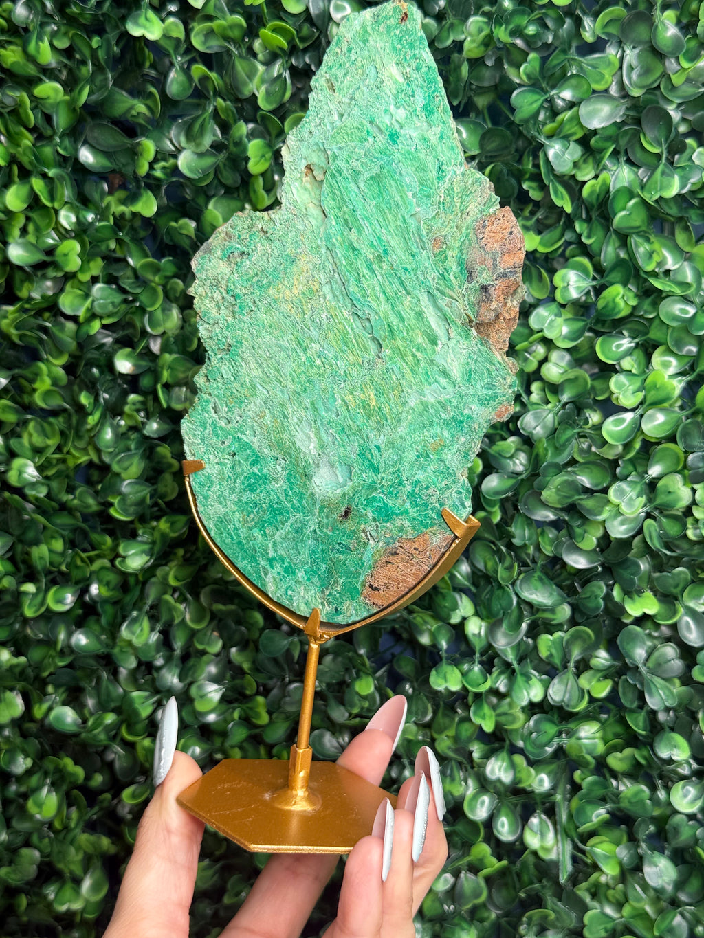 Smithsonite With Chrysocolla Slab with Stand Crystal Carving - Indonesia - E