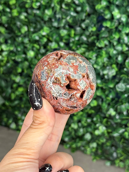 Red Marcasite Sphere Crystal carving V - Indonesia