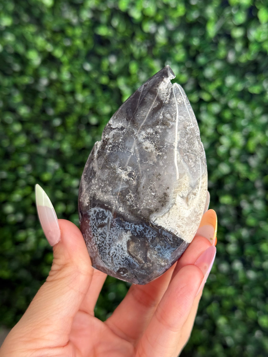 Blue Plume Agate Teardrop Crystal Carving - Indonesia C