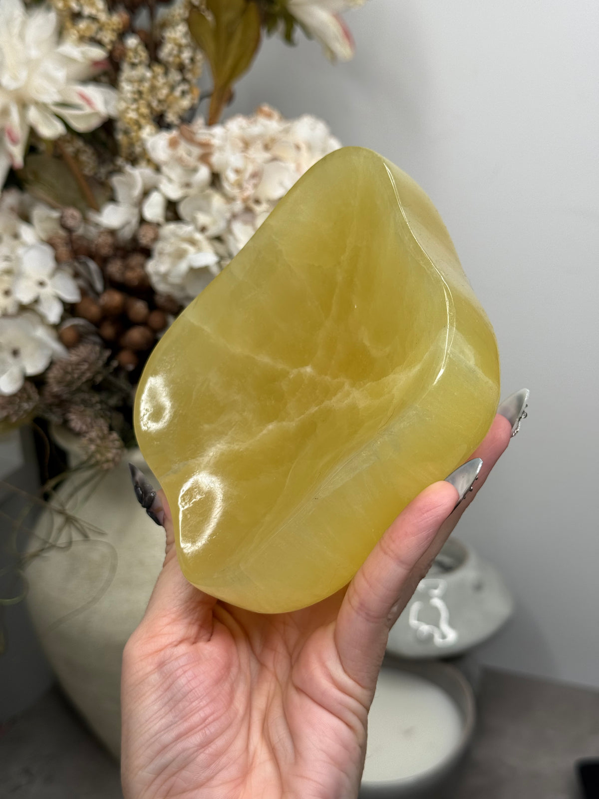 Lemon Calcite Large Bowl Crystal Carving B - Pakistan