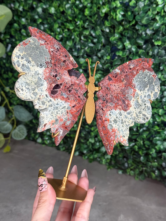 Red Marcasite Butterfly Wings