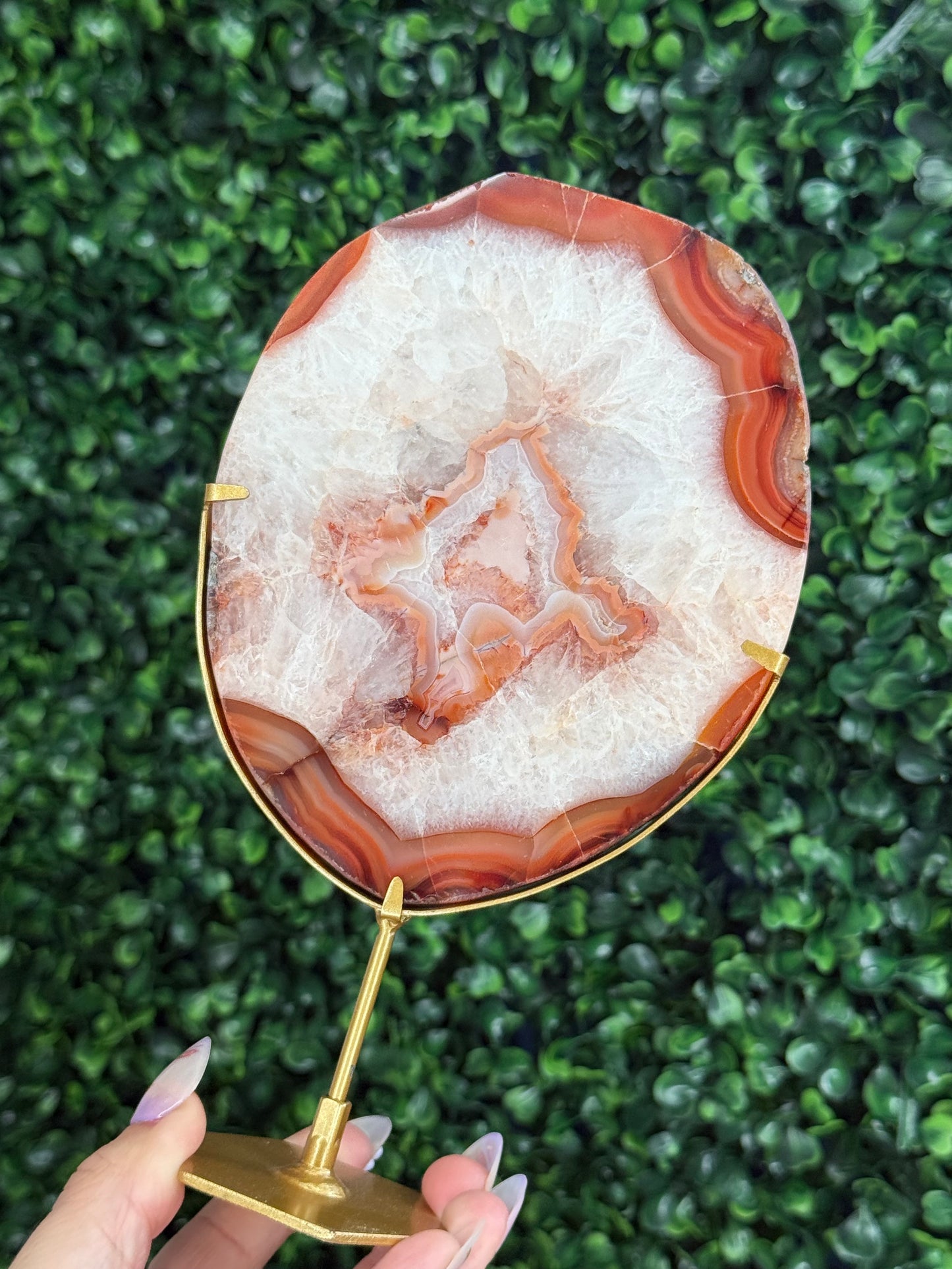 Large Polished Banded Agate Crystal Slab - Indonesia