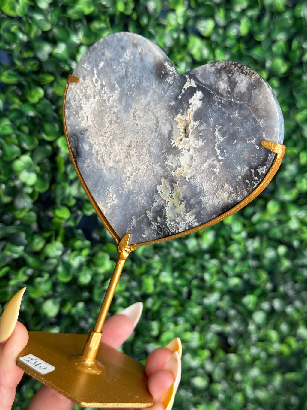 Blue Plume Agate Heart Crystal Carving from Indonesia I