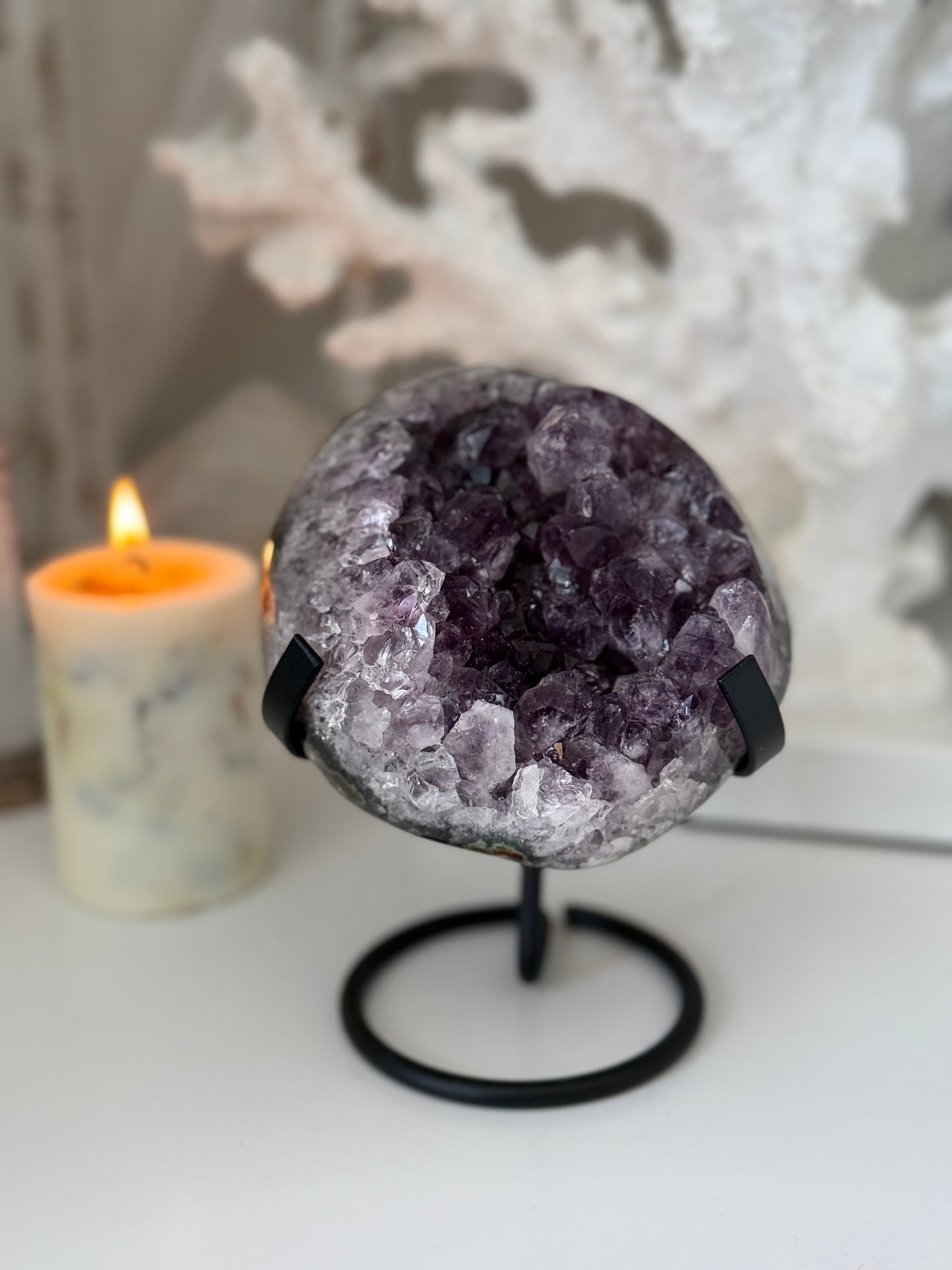 Raw Amethyst Crystal on a stand