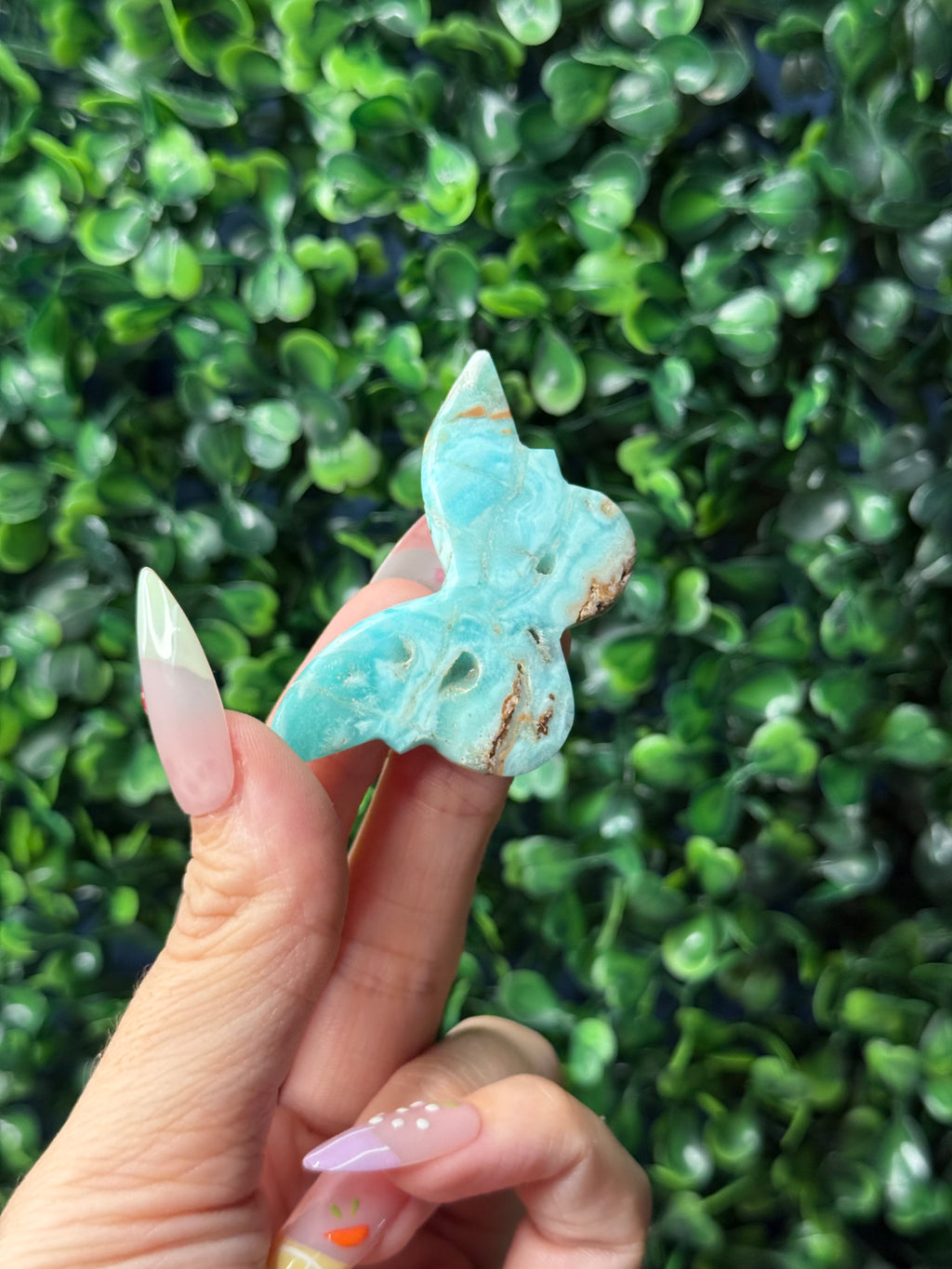 Blue Aragonite Mini Butterfly Crystal Carvings - Pakistan