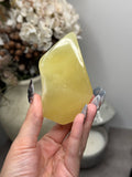 Yellow Aragonite Freeform Crystal Carvings E - Pakistan