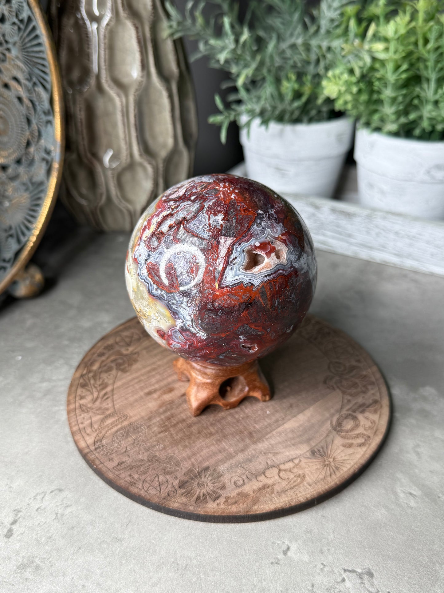 Mexican Lace Druzy Agate Sphere