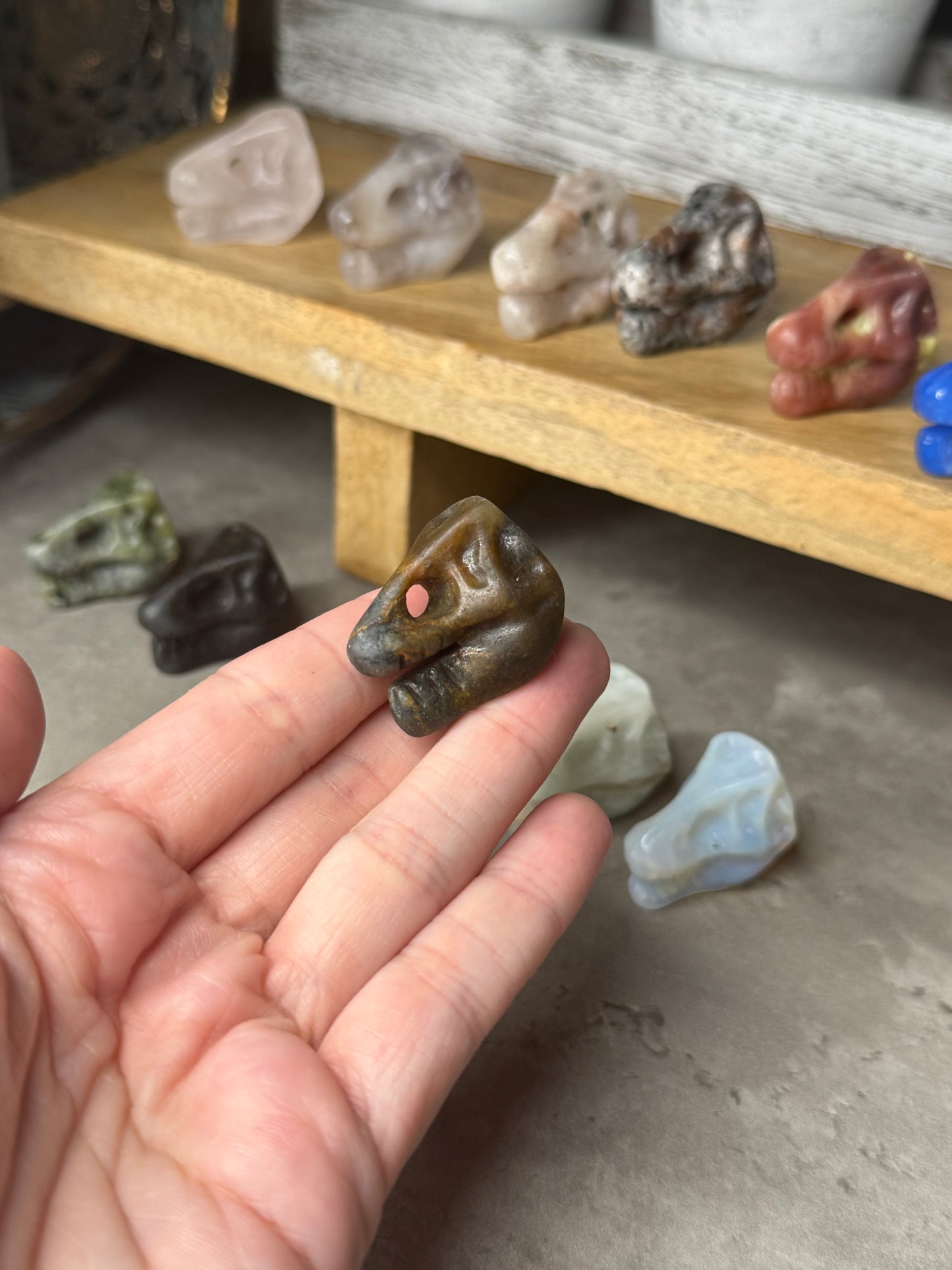 T Rex Dinosaur Head Mini Crystal Carvinf