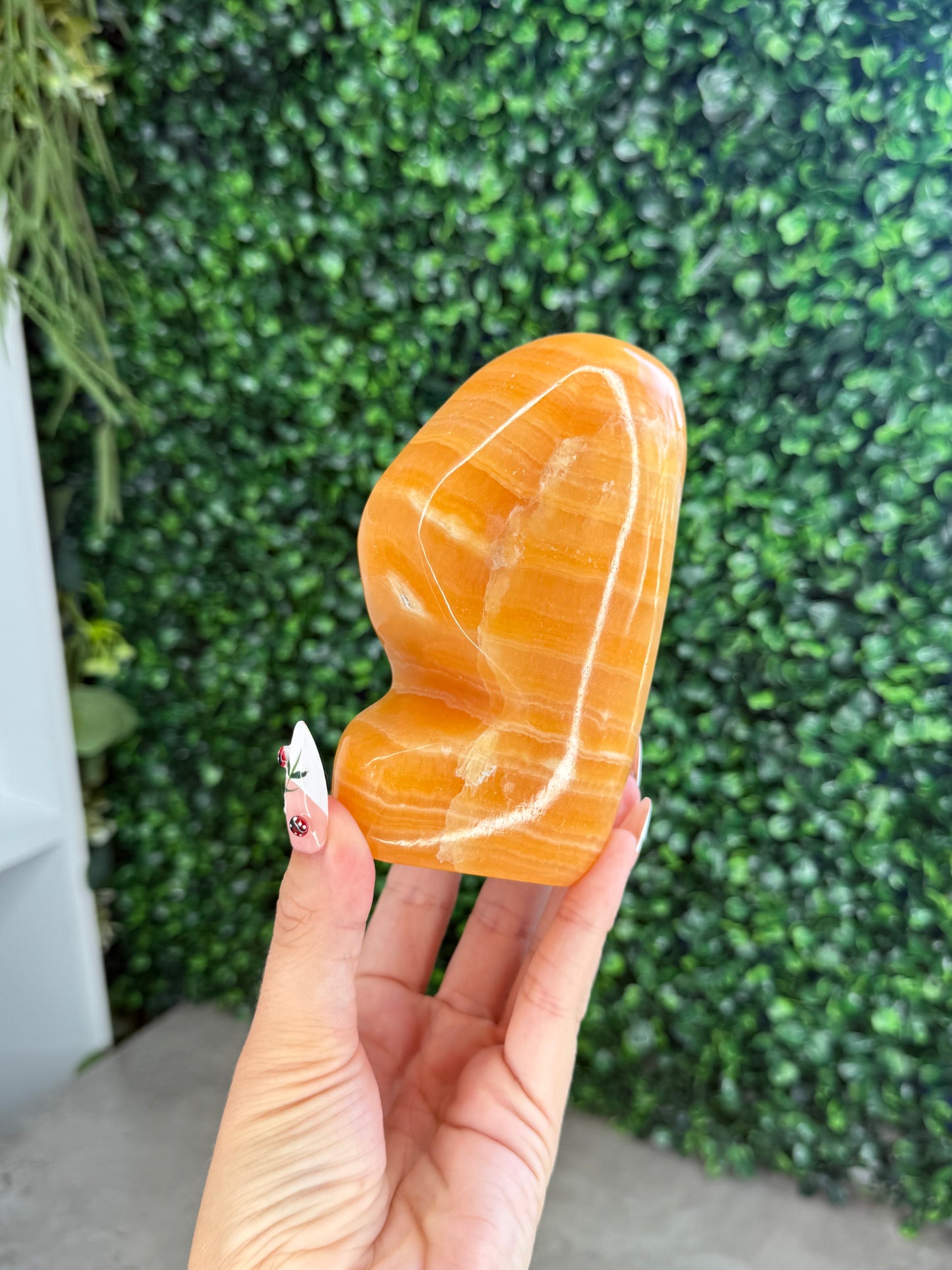 L Orange Calcite Polished Freeform Crystal Carvings from India A 800g