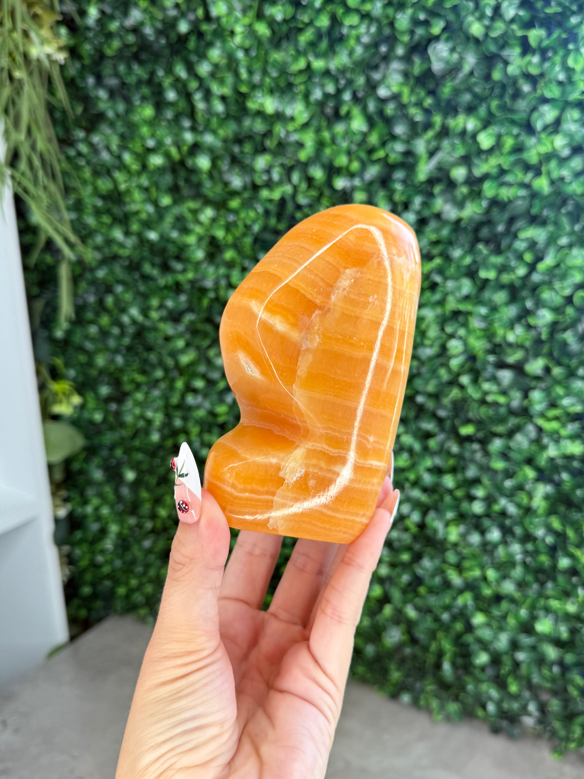 L Orange Calcite Polished Freeform Crystal Carvings from India A 800g