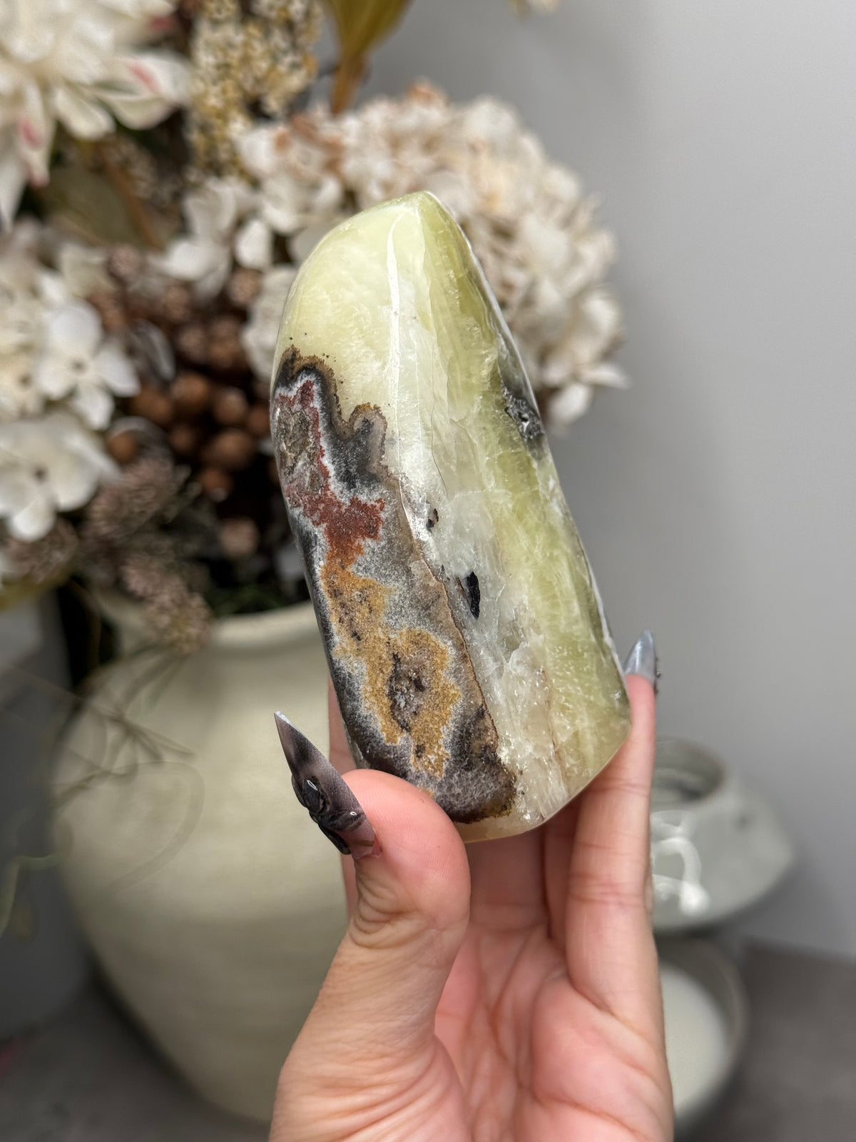Yellow Aragonite Freeform Crystal Carvings O - Pakistan