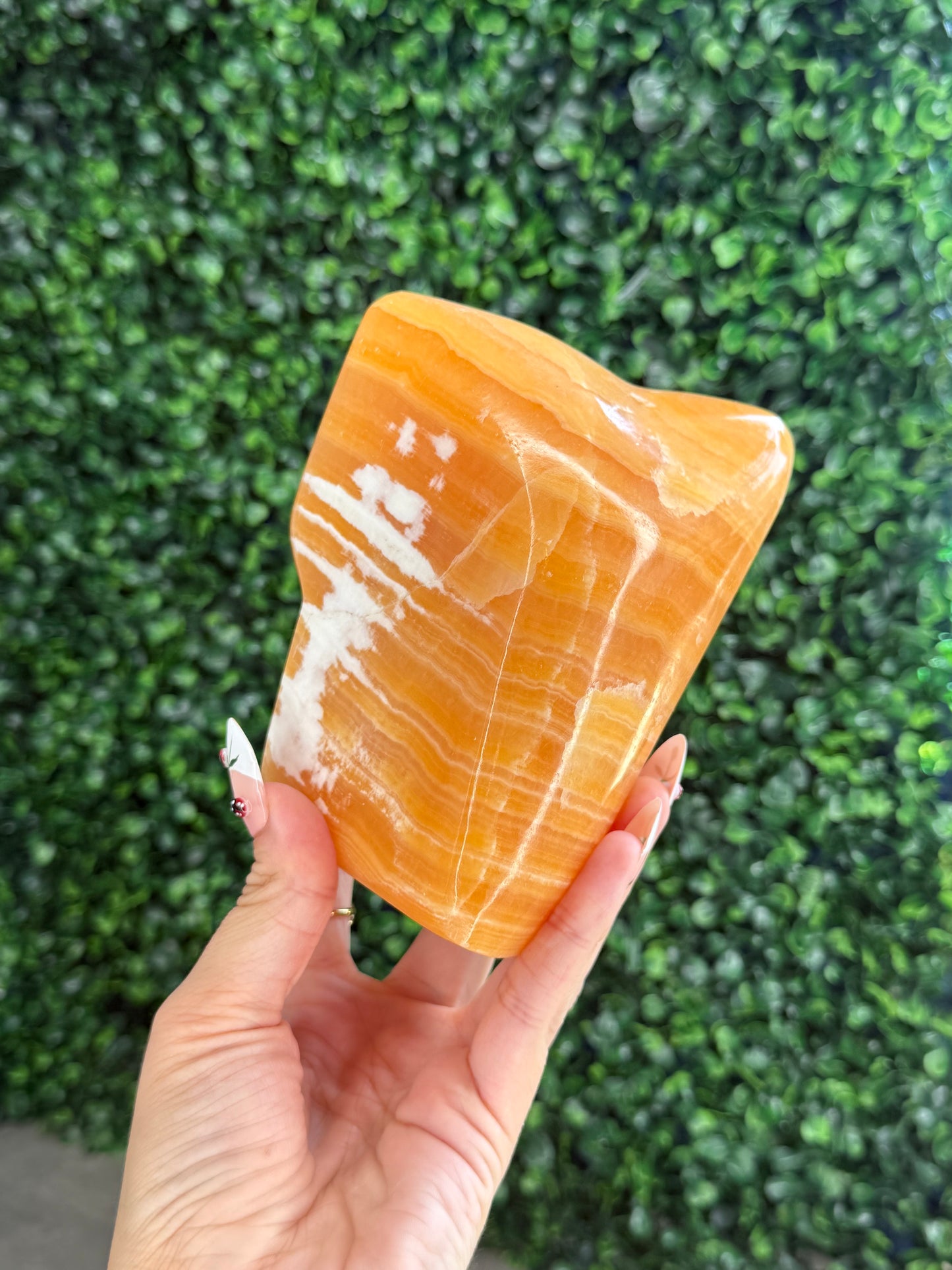 XL Orange Calcite Polished Freeform Crystal Carvings from India I 1.3kg