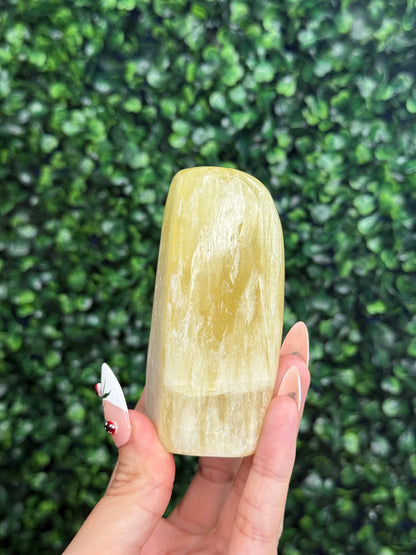 Lemon Calcite Natural Freeform Crystal Carvings from Pakistan