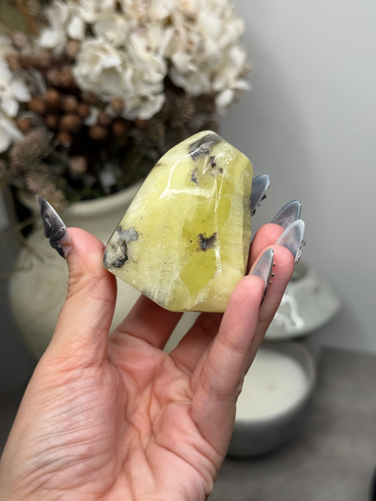 Yellow Aragonite Freeform Crystal Carvings F - Pakistan